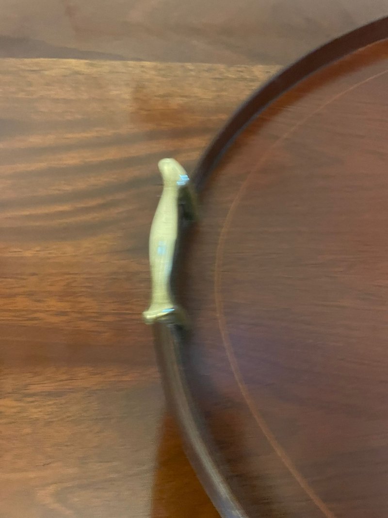 Antique Edwardian Quality Mahogany Inlaid Oval Tea Tray - Image 6